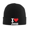 I Love Jesus Print Bonnet Hat Street Knitted Hat for Unisex Women Winter Warm Skullies Beanies Cap for Travel Outdoor Camping