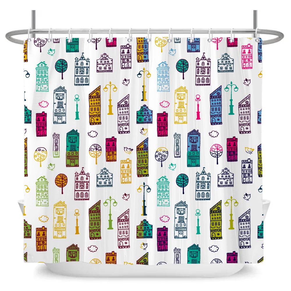 Cute Little Animal Shower Curtain Baby Room Decor Waterproof Kawaii Shower Curtain Bathtub Curtain Bathroom Textured With Hooks