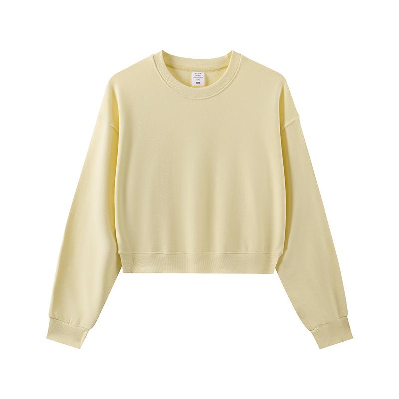 Spring and Autumn New Fashion Women's Top Heavy G Big Hair Ring Solid Color Crew Neck Sweater