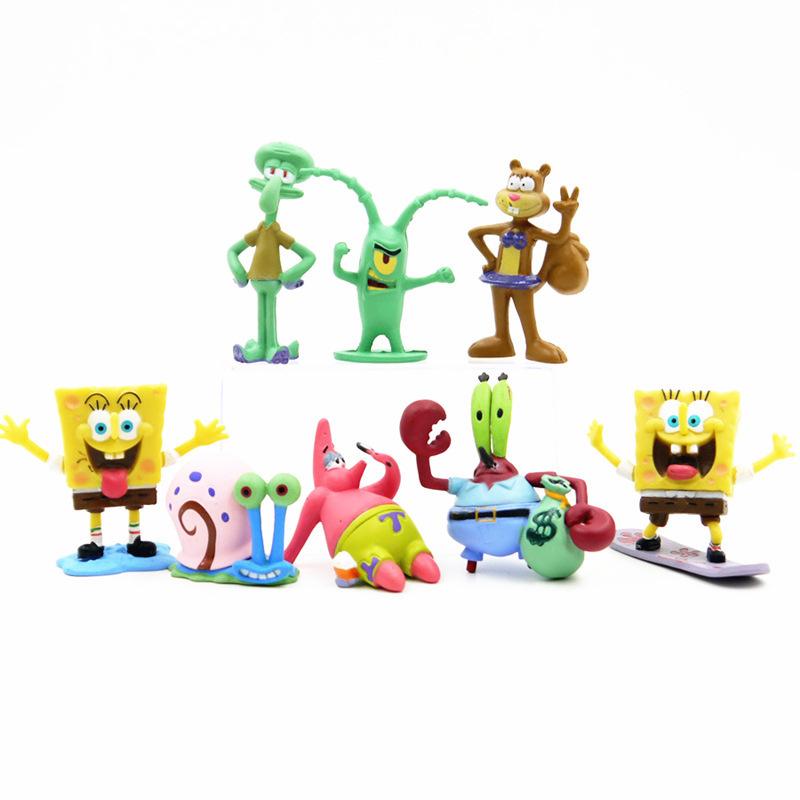 Spongebob Anime Figure Patrick Star Octopus Brother Handmade Model Cartoon Toys for Ornaments 6PCS/8PCS Set Cake Decoration