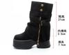 Fashion 11cm Suede Cow Genuine Leather Spring Platform Wedge Flats Women Autumn British Motorcycle Fashion ZIP Ankle Boots Shoes