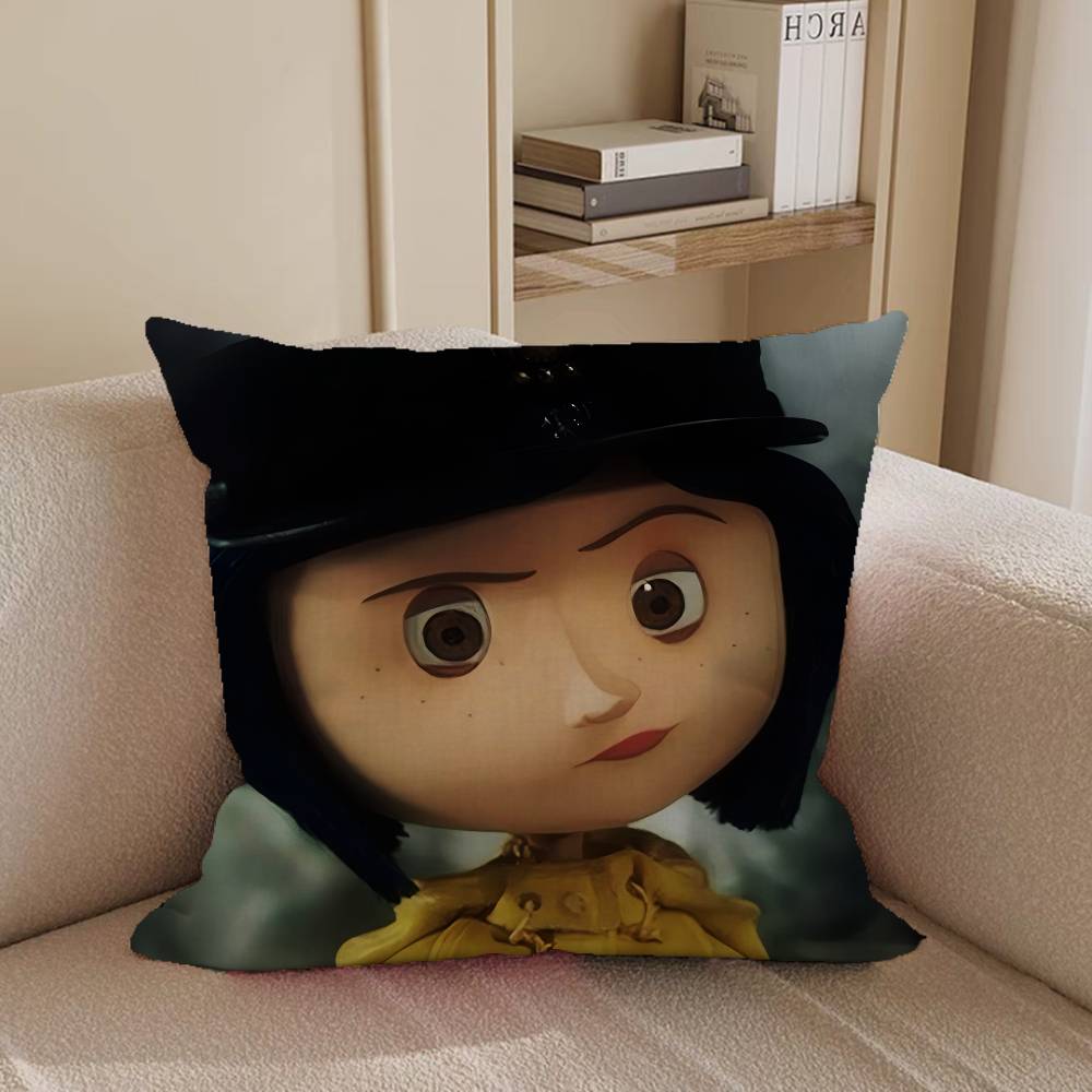 Anime Coralin Povlak na polštář Odnímatelný omyvatelný potah na polštář – Celoroční měkké lněné