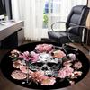 1pc Skull Flowers Office Round Area Rug, Indoor Mat Suitable For Office, Under Office Chairs Bedroom Living Room Home Decor, Room Deco