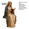 Reading Virgin Mary Figurine for Bookshelf, Resin Jesus Statue Shelf Faith-Based Home Decor Sitter, Decorative Sculpture Office, Gift Book Lovers