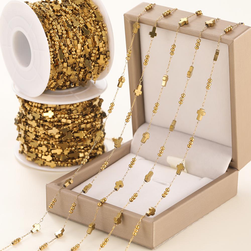 1meter/pack Stainless Steel Cross Chains for Jewelry Making DIY Women Men Necklace Bracelet Bulk Chain Accessories