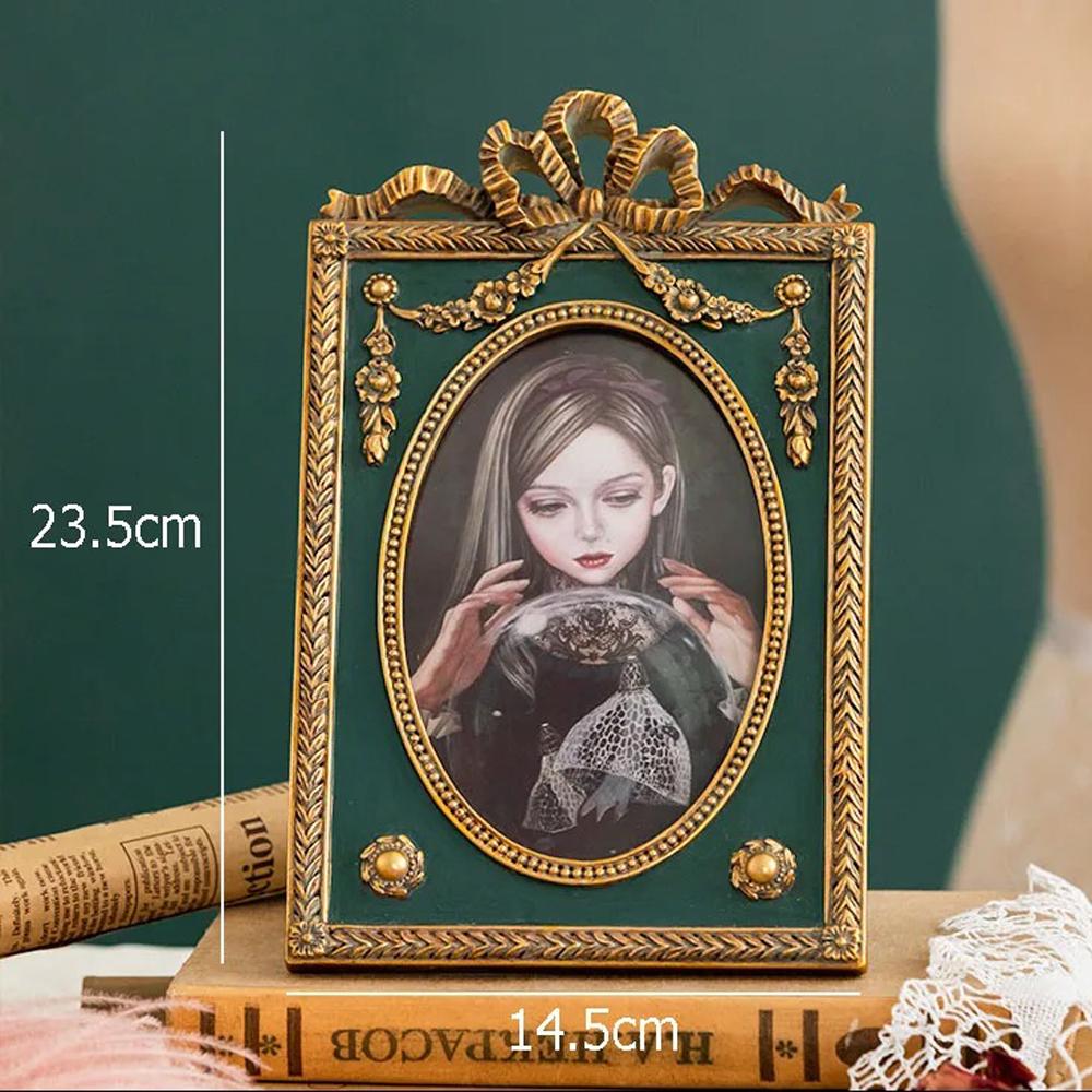 6palcový vintage fotorámeček, starožitný stolní nástěnný závěsný evropský pryskyřičný rám na displej pro kancelář, chodbu, dárkové ozdoby, umění