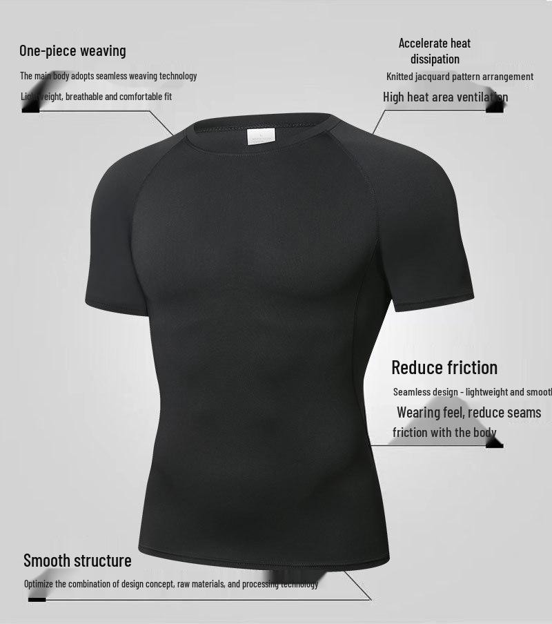 Elite Short Sleeve Basketball Compression Shirt - Breathable, Quick-Drying, Sweat-Wicking Fitness Base Layer