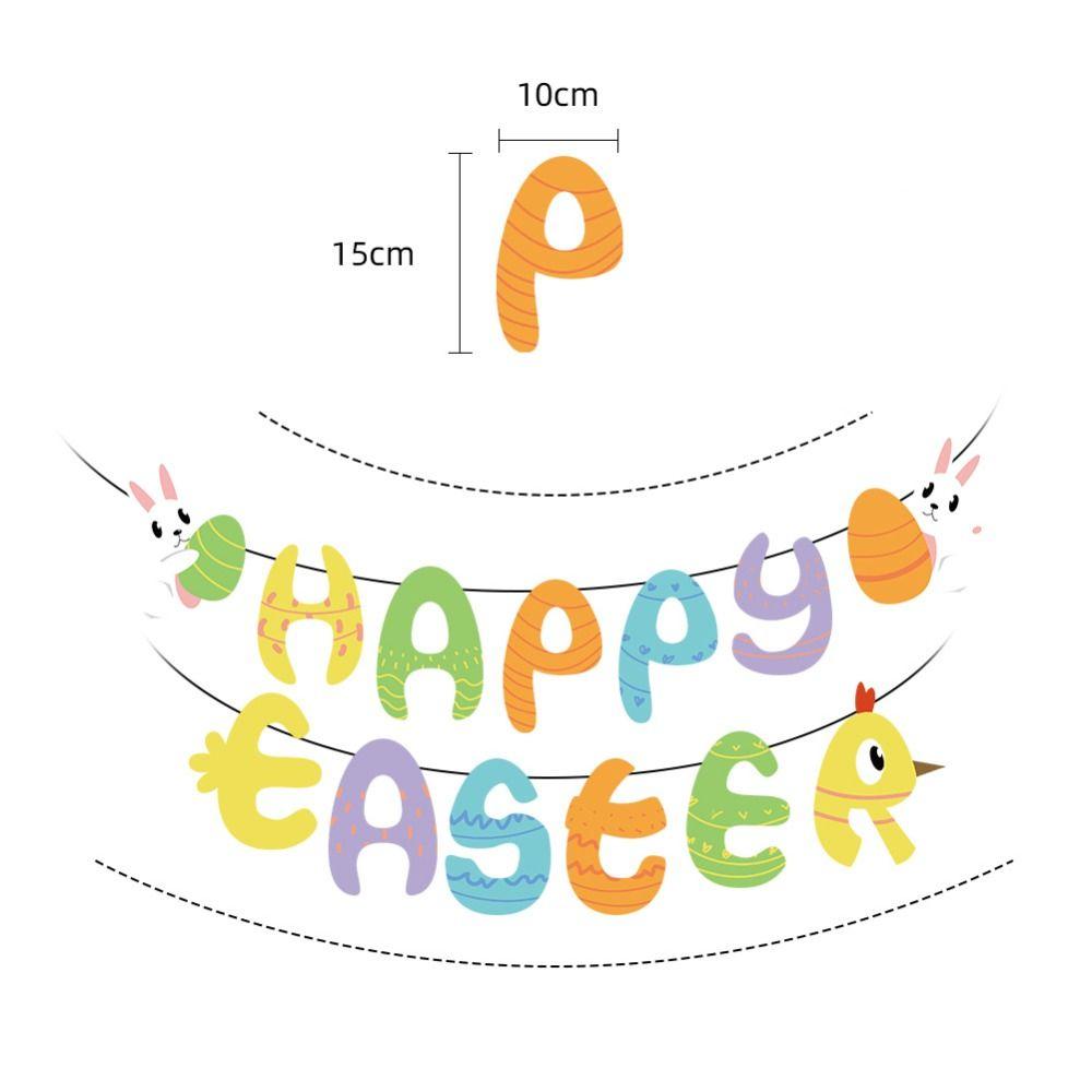 DIY 3m Happy Easter Banner Garland Colorful Eggs Hanging Flag Swirls Bunny Eggs Wall Hanging Easter Festival Bunting Party