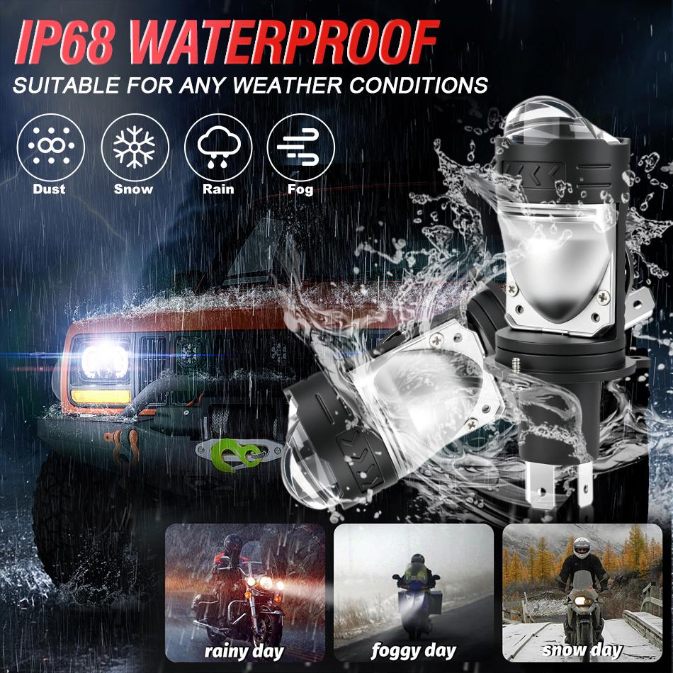 Bullvision 1PC H4 LED Lens Mini Bi Led Projector 800W Headlights CANBUS 9003 HB2 High Low Beam 6000K Motorbike Turbo Lamps