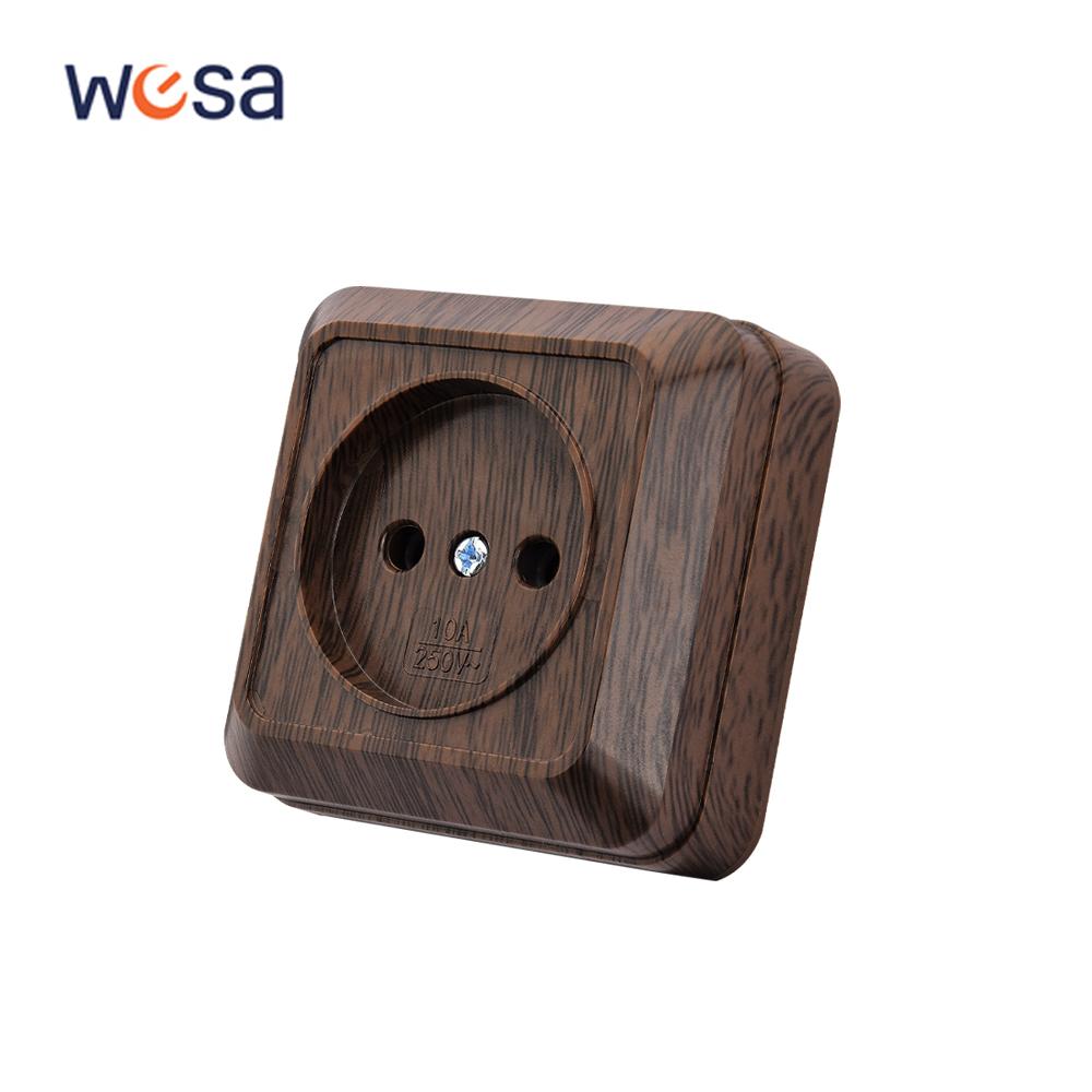 WESA Interrupteur Bouton Lumineux Surface Murale Bois EU Peinture Pulvérisée Plastique Extérieur 2 Touches 1 Voie Mur Extérieur Bascule Marche / Arrêt