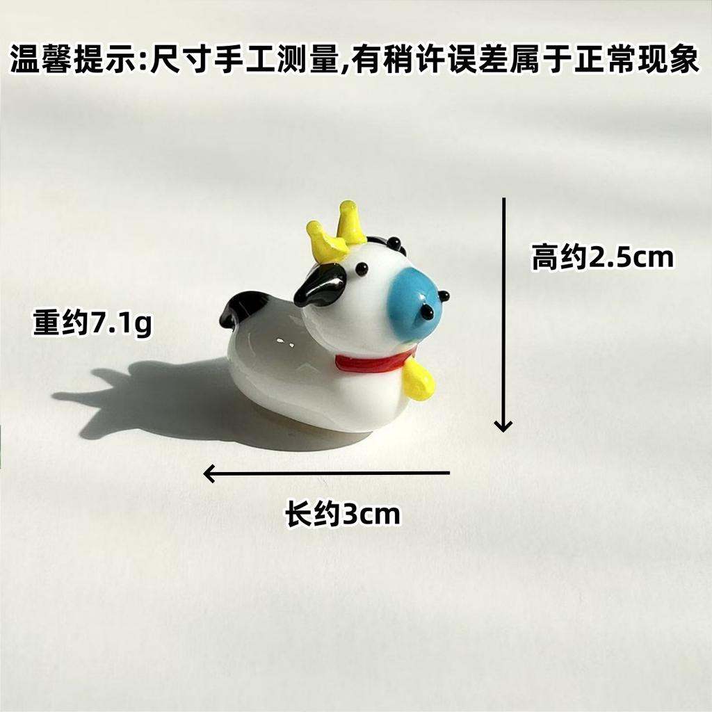 1Pcs Cute Glass Miniatures Zodiac Figurines Cartoon Animal Micro Landscape Ornaments Handmade Desktop Decoration Accessories