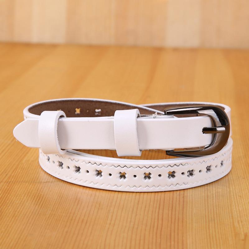 Trendy Ladies Leather Belt With Hollow Pattern And Metal Buckle For Denim Pants