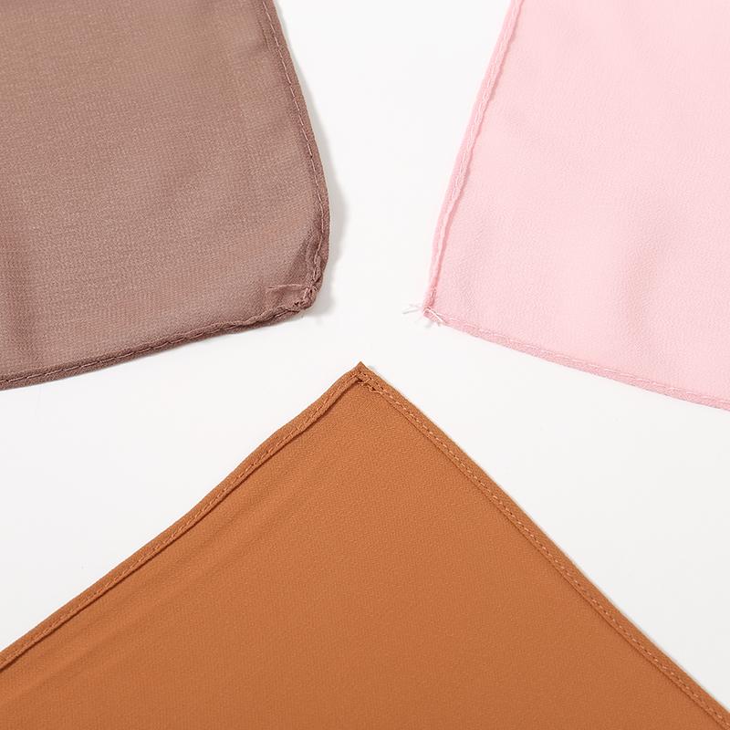 Women Heavy Chiffon Hijab Scarf Premium Chiffon Muslim Hijabs Plain Good Stitching Maxi Wrap Solid Color Musulman Femme Shawls