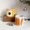 Japanese 3D Relief Cat Baguette & Toast Ceramic Mug Cute Cartoon Breakfast Milk Coffee Cup Drinkware Gift