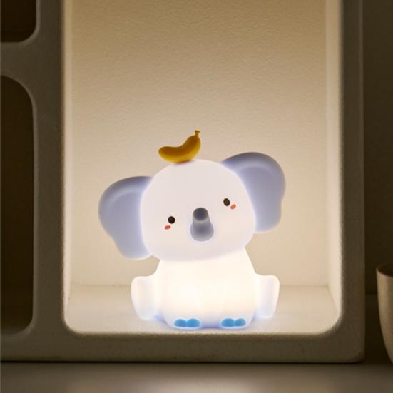 Elephant Night Light Silicone BPA-Free Dimmable Touch Control Night Lamp 2-Level Dimmable Rechargeable Auto-Off Timer Night Lamp Nursery Decor
