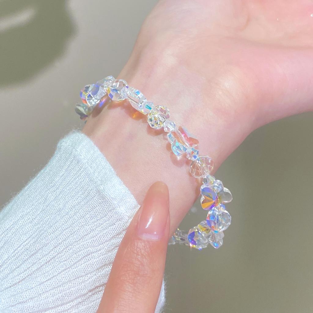 Shiny Butterfly Crystal Beaded Bracelet for Women Delicate Transparent Beads Chain Bracelets Sparkling High Quality Zircon