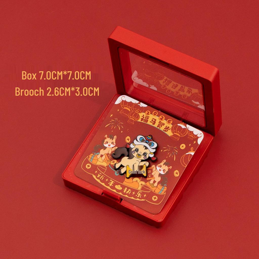 New Year Horse Brooch - Cute Cartoon Horse Badge for Sweater, Festive Gift