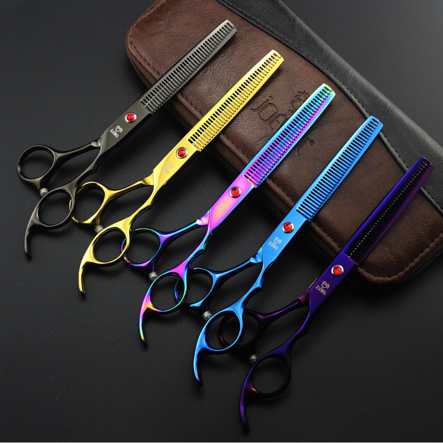 7 Hand-shaped Electroplated Pet Grooming Scissors - Straight Shears in 4 Colors 7.0 inch Gold Double Tail Straight Shears