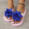 Fashion Comemore 2025 New Women's Thick Sole Slides Flower Decor Comfortable Home Slippers Casual Lightweight Beach Flip Flops Women