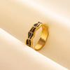 Balck Enamel Gold Plated Heart Fire Evil Eye Stainless Steel Ring Vintage Finger Jewelry Sun Moon Star Rings For Women Men Bague