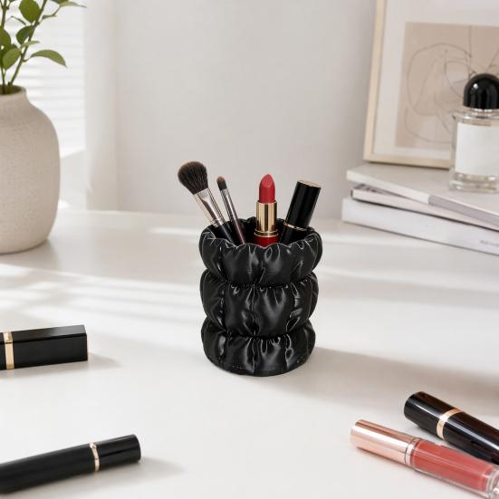Yousheng Macaron Color Pen Holder, Cloud Pleat Design Pencil Holder, Soft Satin Compact Desktop Organizer for Pens Makeup