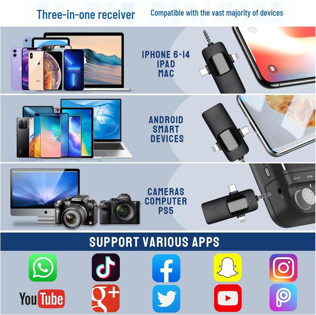 K1K9 Wireless Lavalier Microphone K15 - Dual Mobile Live Streaming & Outdoor Recording Noise-Reducing Mic