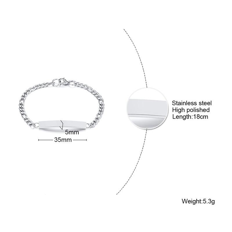 Elegant Personalized ID Bar Bracelets for Women 5mm Thin Stainless Steel Link Chain Custom Quotes BFF Bracelet Gift Jewelry