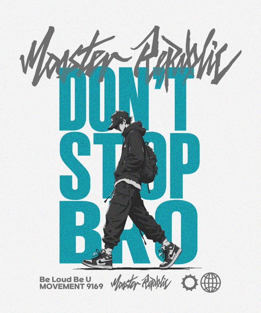MONSTER REPUBLIC Don'T Stop Bro Mint T-Shirt White_9169