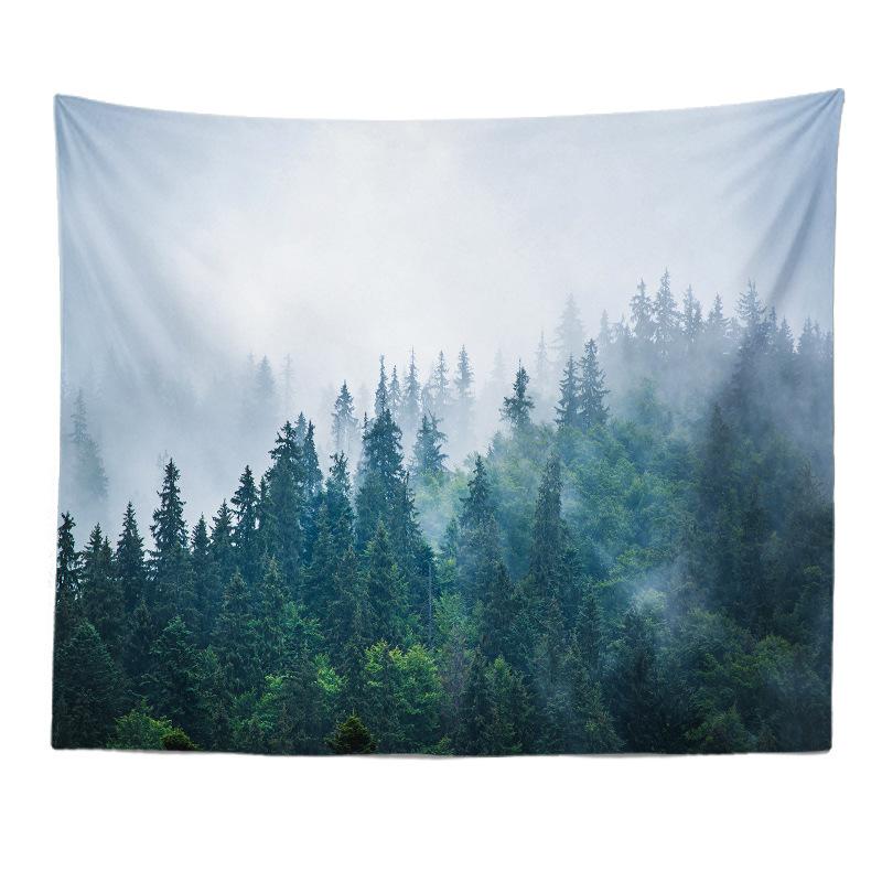 Decorarea casei Tapiserie de pădure retrasă Pânză suspendată Peisaj de munte celebru Tapiserie din pânză de fundal real