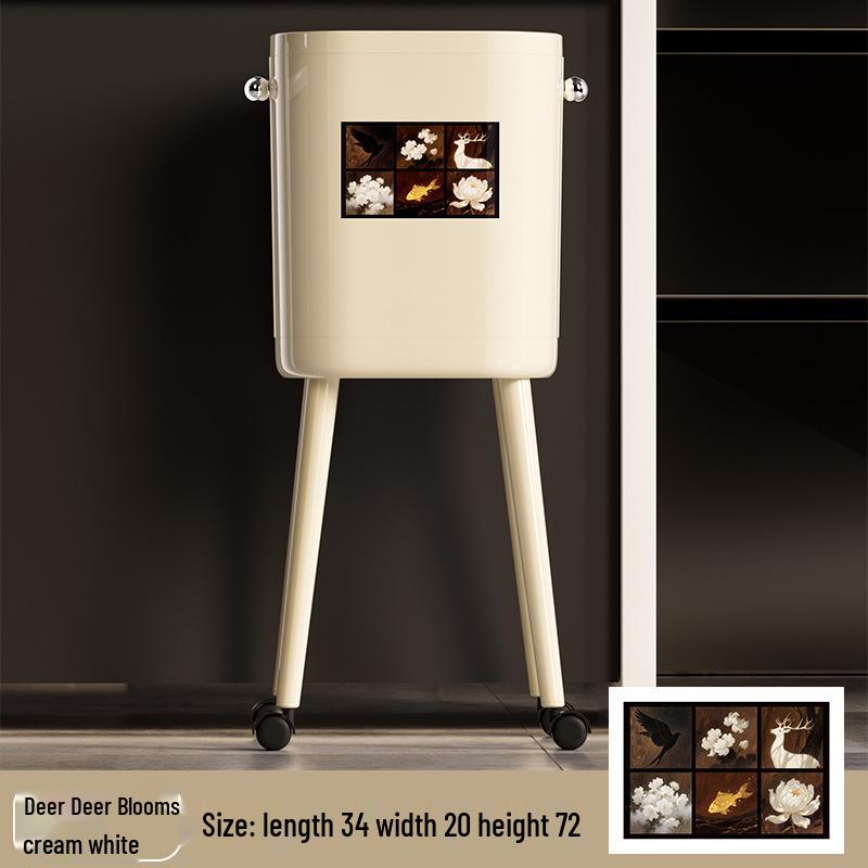 Premium Large-Capacity Trash Can with Lid – Ideal for Living Room, Bedroom, and Kitchen; Elevated Design for Easy Use.