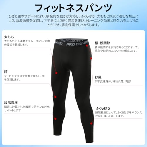 LZLLZQ 3-Pack Men's Power Stretch Compression Tights, Long Leggings, Cool to the Touch, Stretchy, Moisture-Wicking, Quick-Drying, Training/Running Leg