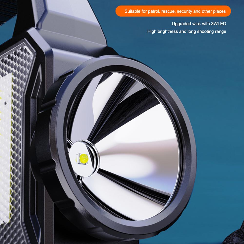 Solar LED Searchlight Long Range Camping Lantern Type C Rechargeable Handheld Spotlight Torch Super Bright for Outdoor Emergency