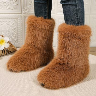 2024 Damen Winterstiefel, flauschige Plüsch-Winterstiefel für Damen, Luxusschuhe, Pelzstiefel für Damen, 2024able Winterschuhe