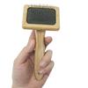 Cats Brush Bamboo Wood Handle Dog Grooming Comb Gently Removes Loose Hair Tan
