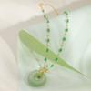 Emerald Safety Buckle Necklace Female Retro Chinese Style Hetian Jade Water Drop Heart Pendant Jewelry
