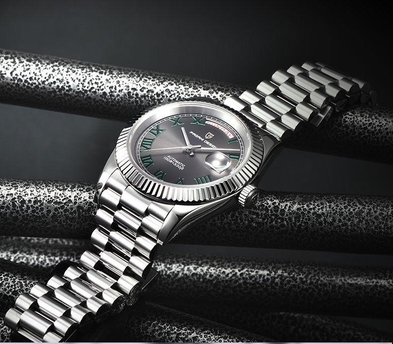 PAGANIDESIGN 40mm Men's Automatic Waterproof Wristwatch with Date and Day Display, Model 1783