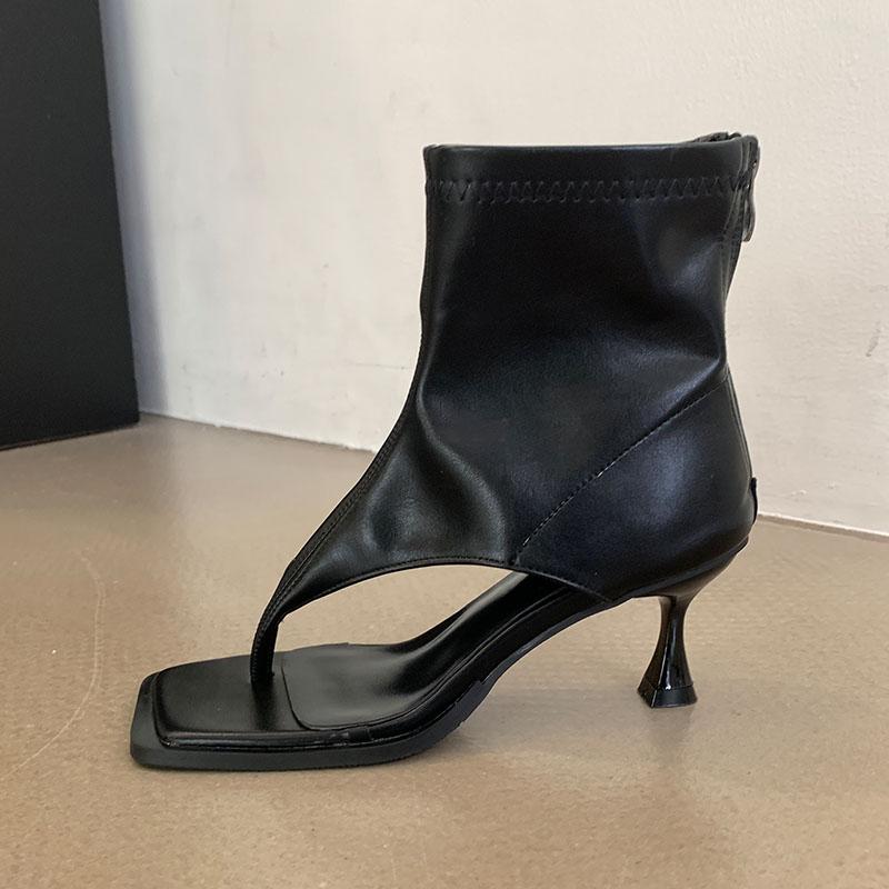 Fashion Fashion Zippers Footwear Open Toe Ladies Heeled Sandals Shoes Female Thin Heels Modern Sandals Boots Shoes For Women Flip flops