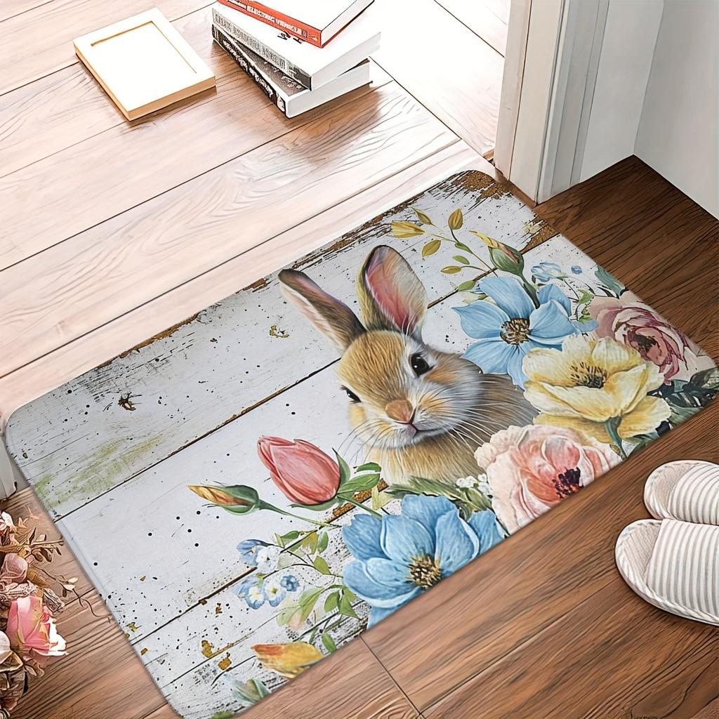 1Pcs Anti Fatigue Kitchen Rugs, rabbit Print Waterproof Non-Slip Thick Cushioned Kitchen Mat Heavy Duty Comfort Standing Mat for Kitchen