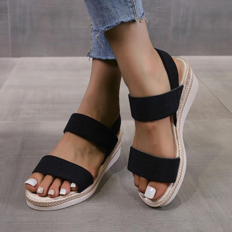 Fashion Summer 2025 Outdoor New Women's Open Toe Sandals Round Toe Casual Wedges Slip On Sandals for Plus Size Comfortable Daily Shoes