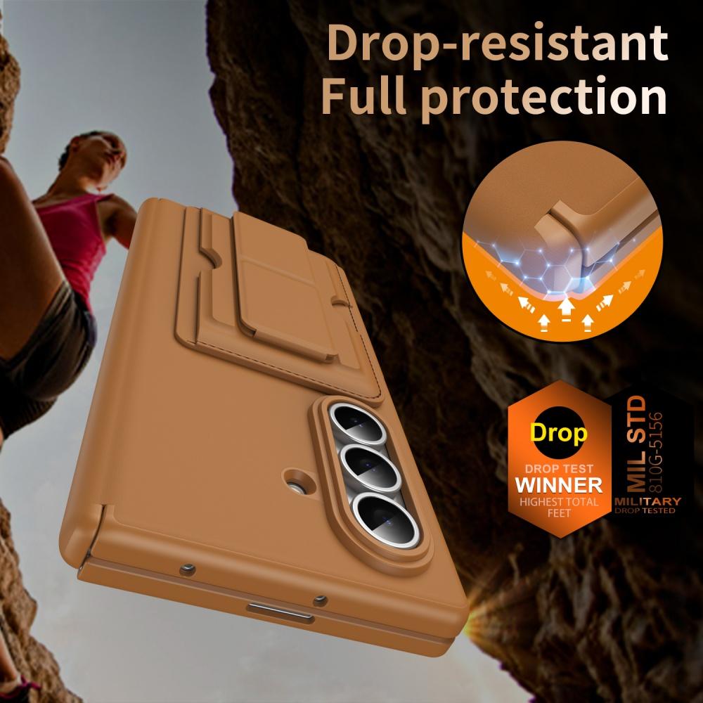 For Samsung Galaxy Z Fold 8 Ultra 7 6 5 Foldable Card Slot Stand Holder Leather Case Hinge Anti-drop Shockproof PC Cover