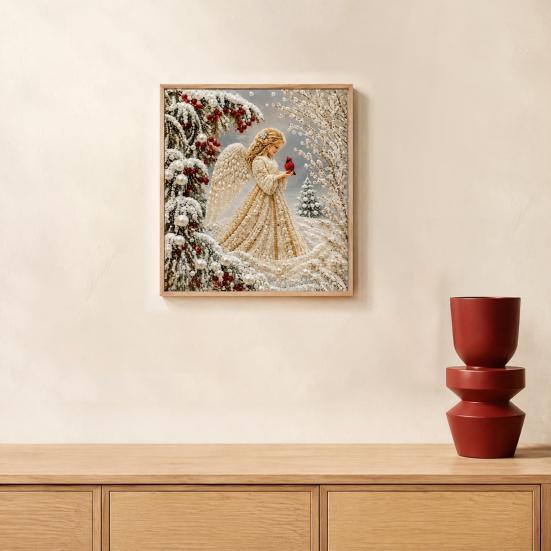 Parent Child Projects Christmas Faux Pearl Painting Kit, Santa Reindeer DIY Art Festive Wall Decorations 3D Angel Craft Kit for Adults, Home