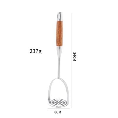 ZISIZ 304 Stainless Steel Potato Masher with Rosewood Handle