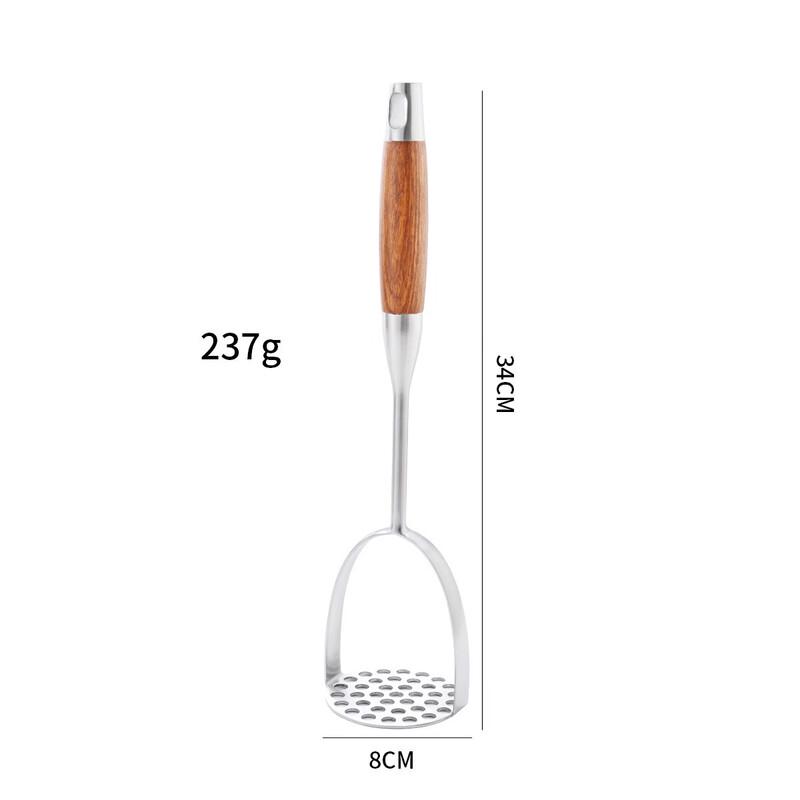 ZISIZ 304 Stainless Steel Potato Masher with Rosewood Handle