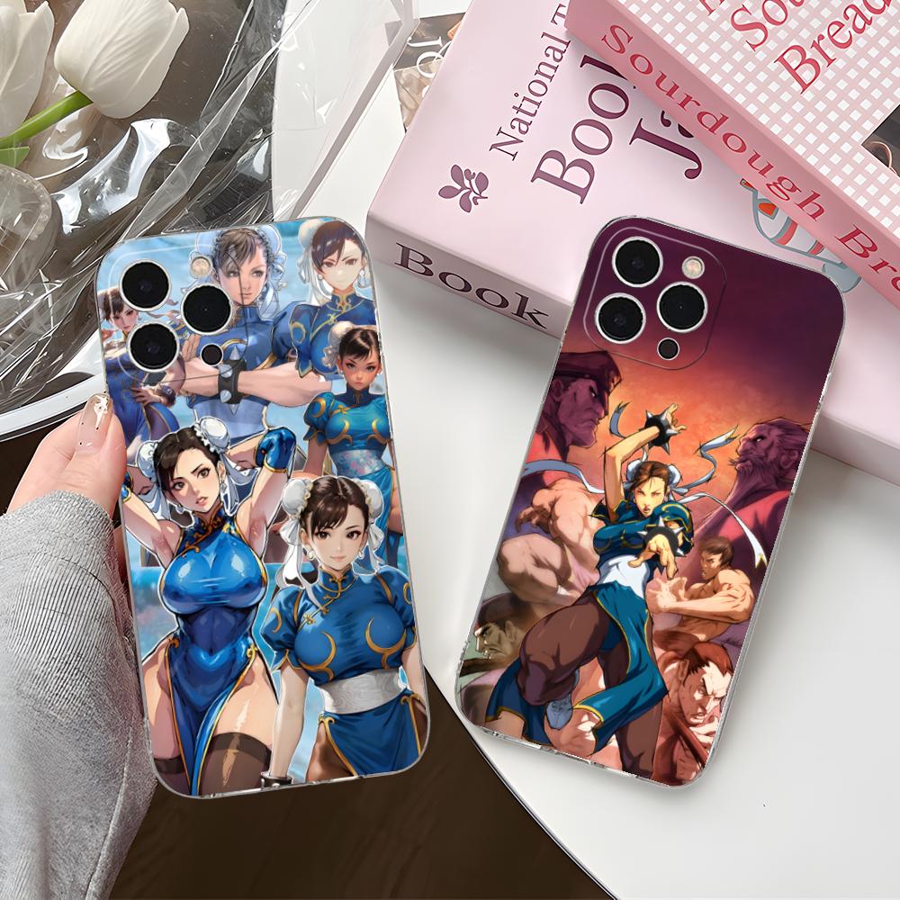 Custodia per Telefono Street Fighter Chunli per iPhone 17 16 15 14 13 12 11 X XR XS Air Pro Max Plus Mini Trasparente Colorata Copertura Cover Lusso