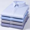 7XL Elasticity Mens Shirts Long Sleeve Big Sizes Anti-wrinkle Business Stripe Shirt Hidden Button Classic Style