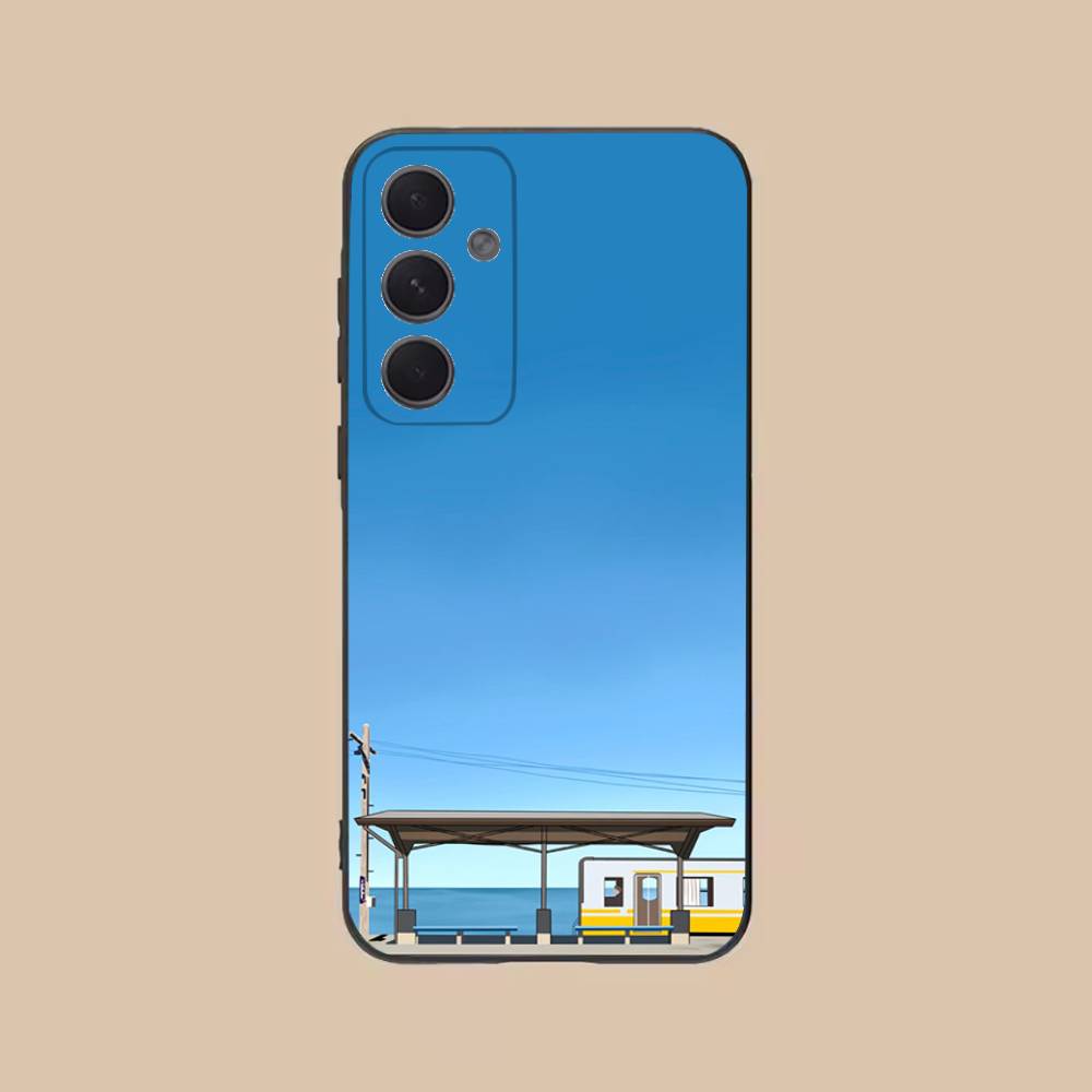 Seaside Station  Phone Case For Samsung S25,24,21,22,23,20,S30,Ultra,Plus,Fe,Lite,Note,5G Black Cover