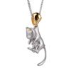 Sleek Frosted Silver Cat Pendant Necklace & Earrings - Cute Unisex Gift Set