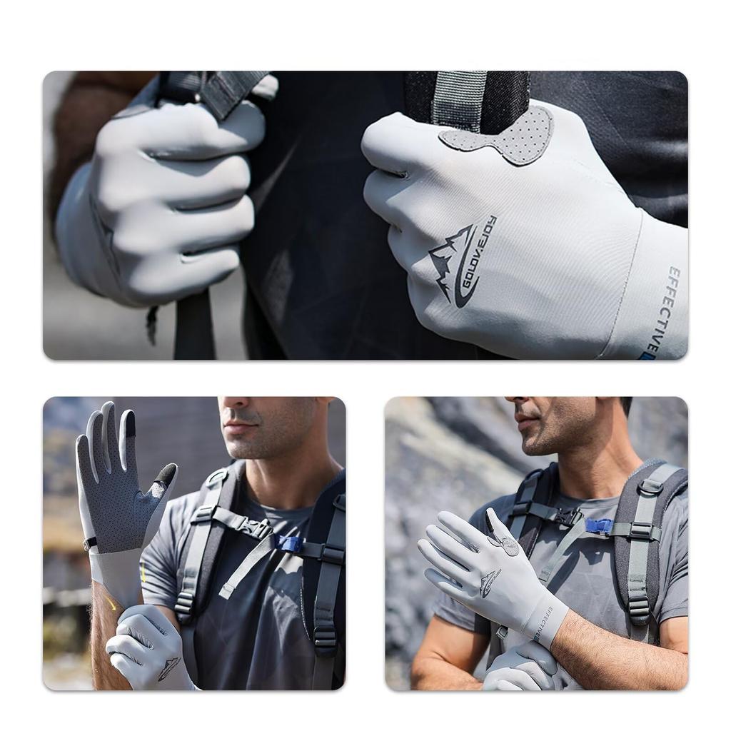ZVCXOE UPF Sun Smartphone Touchscreen UV for Mountain L Men's Spring/Summer Gloves, 50+, Two-Finger Design, Thin, Cooling, Non-Slip, Protection,