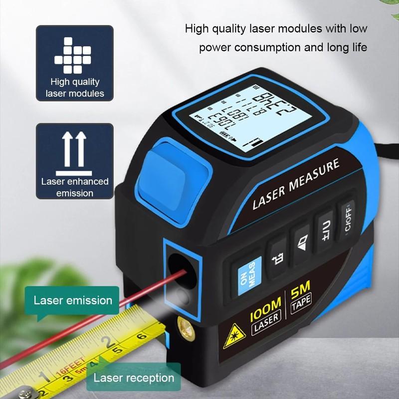 Portable Laser Tape Measure 4 In 1 Digital Tape Measure High Precision Laser Rangefinder Steel Tape Measure High Elasticity Tool