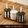 Striped Ceramic Seasoning Jar Kitchenware Spice Jar Salt Shaker Storage Tank Seasoning Box Condiment Bottle Spice Container